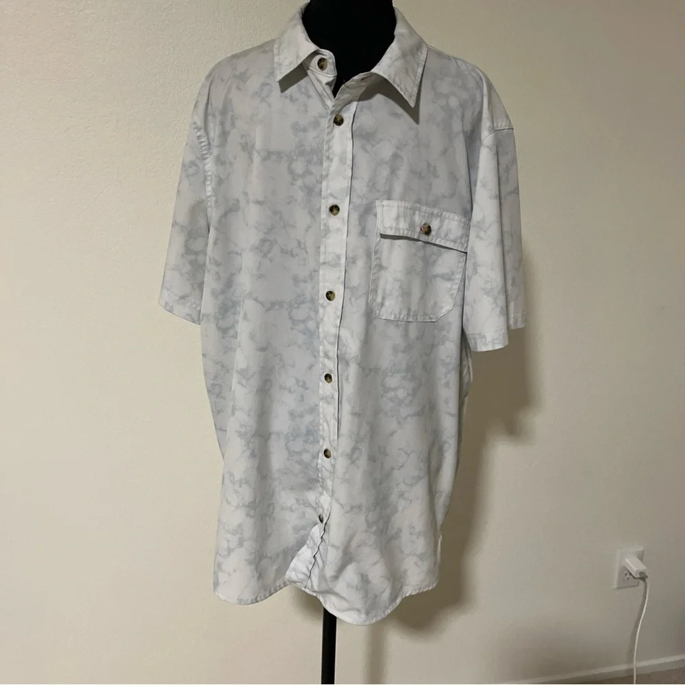 Avalanche Gray‎ Marbled Casual Hiking Outdoor Button Down Shirt Size Large